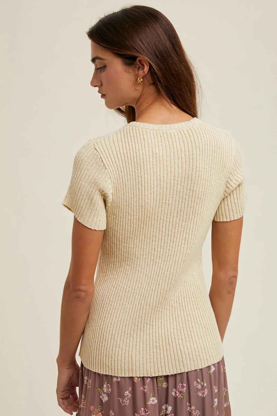Ellie Ribbed Top-Oatmilk