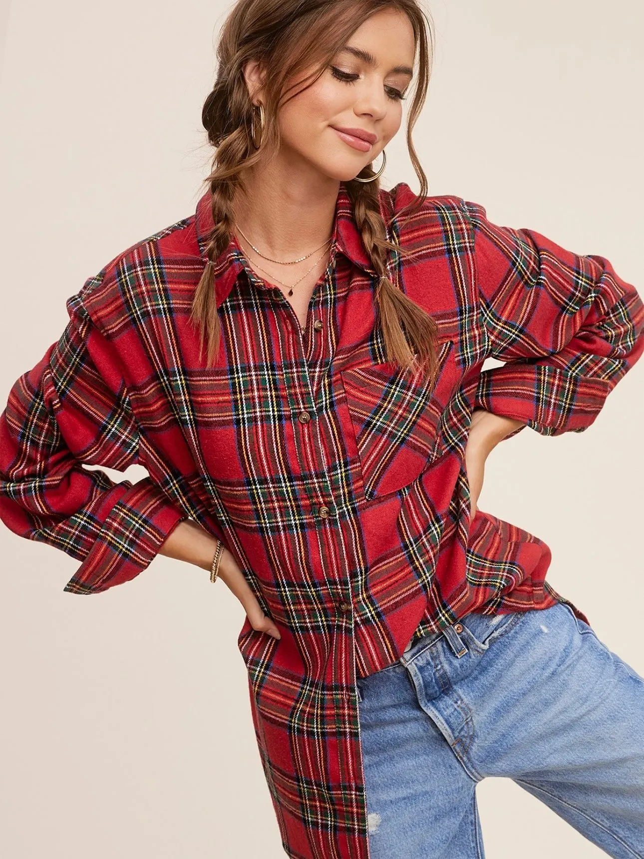 Encore Plaid Top: Red Ribbon