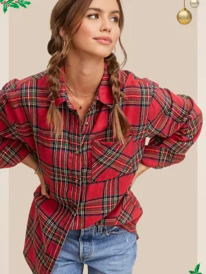 Encore Plaid Top: Red Ribbon