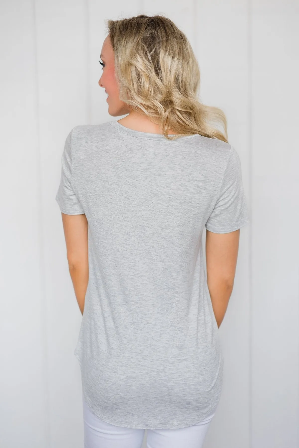 Essential Pocket Top- Heather Grey