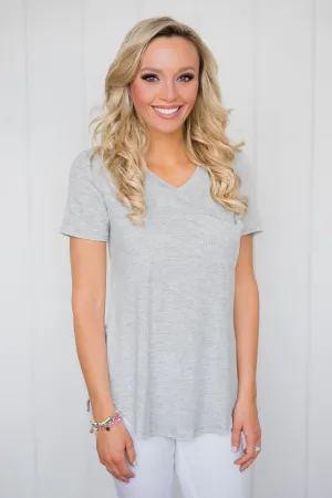 Essential Pocket Top- Heather Grey