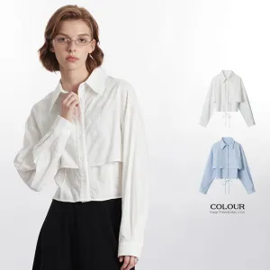 European And American Fake Two Pieces Shirts Women's Loose Preppy Style Stylish Shirt