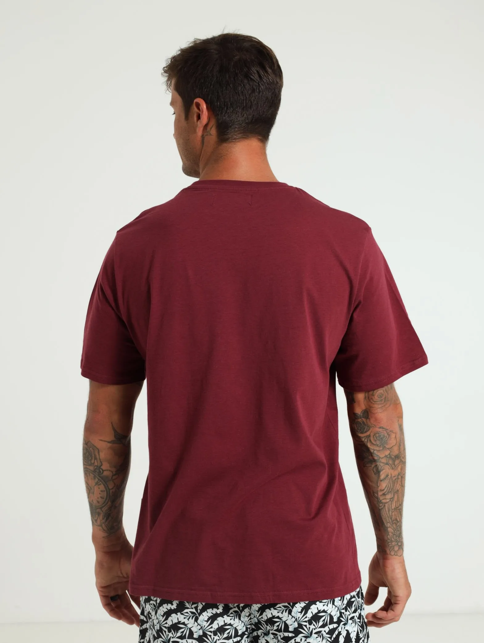 Fashion Colour Basic Crew Tee - Burgundy