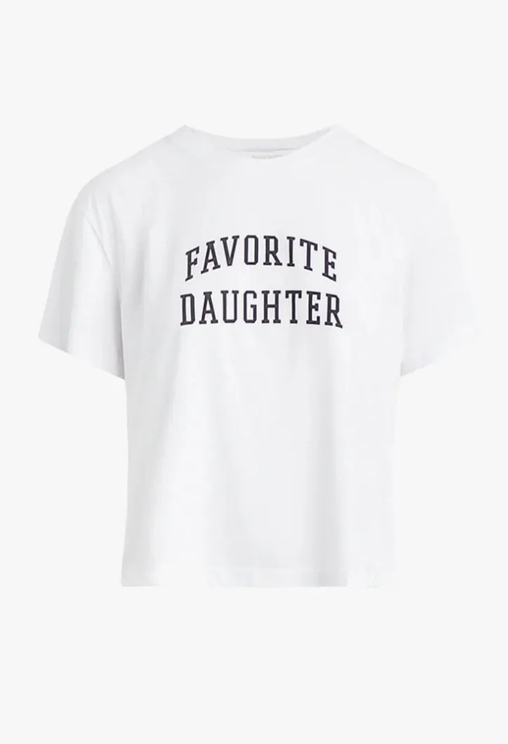 Favorite Daughter Cropped Tee White/Navy