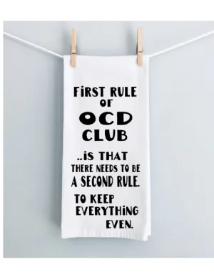 First rule of OCD Club - humorous bar tea kitchen towel LG