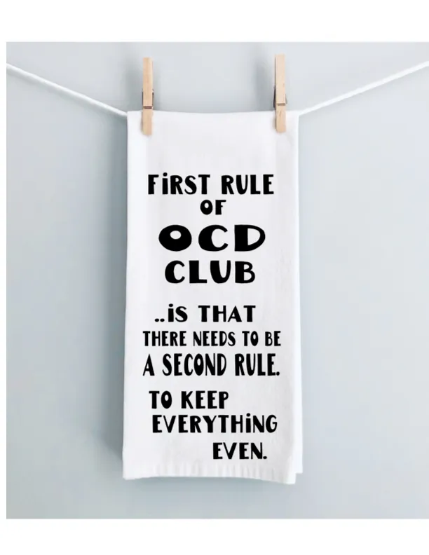 First rule of OCD Club - humorous bar tea kitchen towel LG