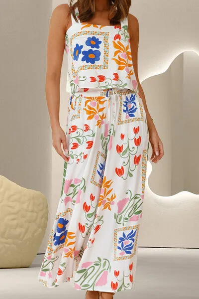 Floral Art Printed Top and Pants Set