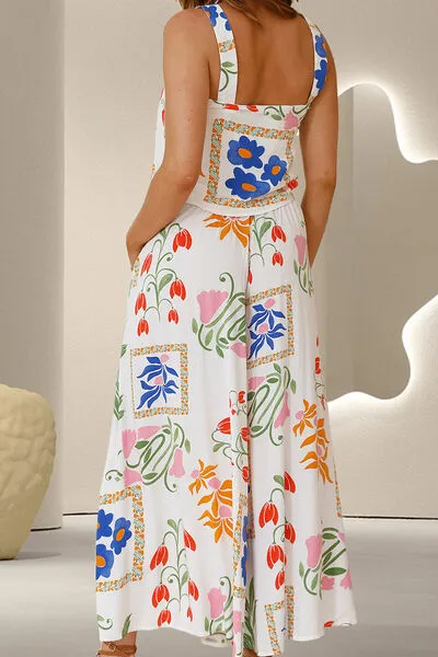 Floral Art Printed Top and Pants Set