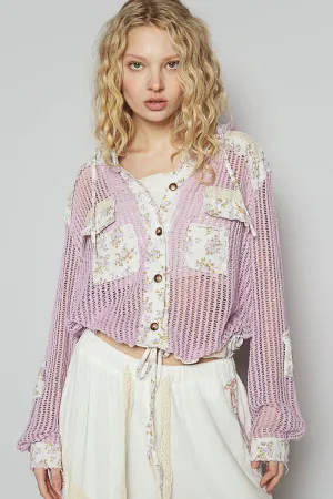 Floral Hoodie Top in Lavender