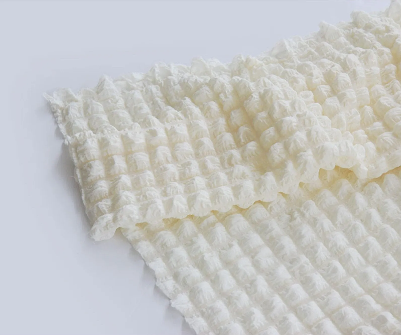 Fluffy Popcorn Waffle Stretchy Shirred Poly Fabric - In 5 Colors - Quality Korean Fabric By the Yard / 55590
