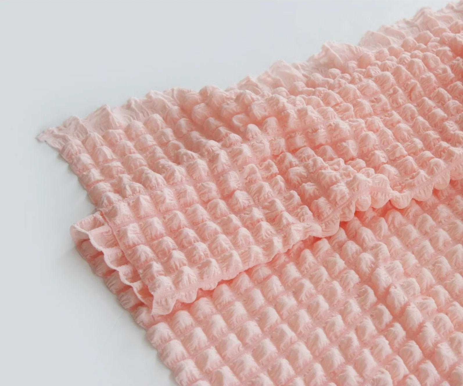 Fluffy Popcorn Waffle Stretchy Shirred Poly Fabric - In 5 Colors - Quality Korean Fabric By the Yard / 55590