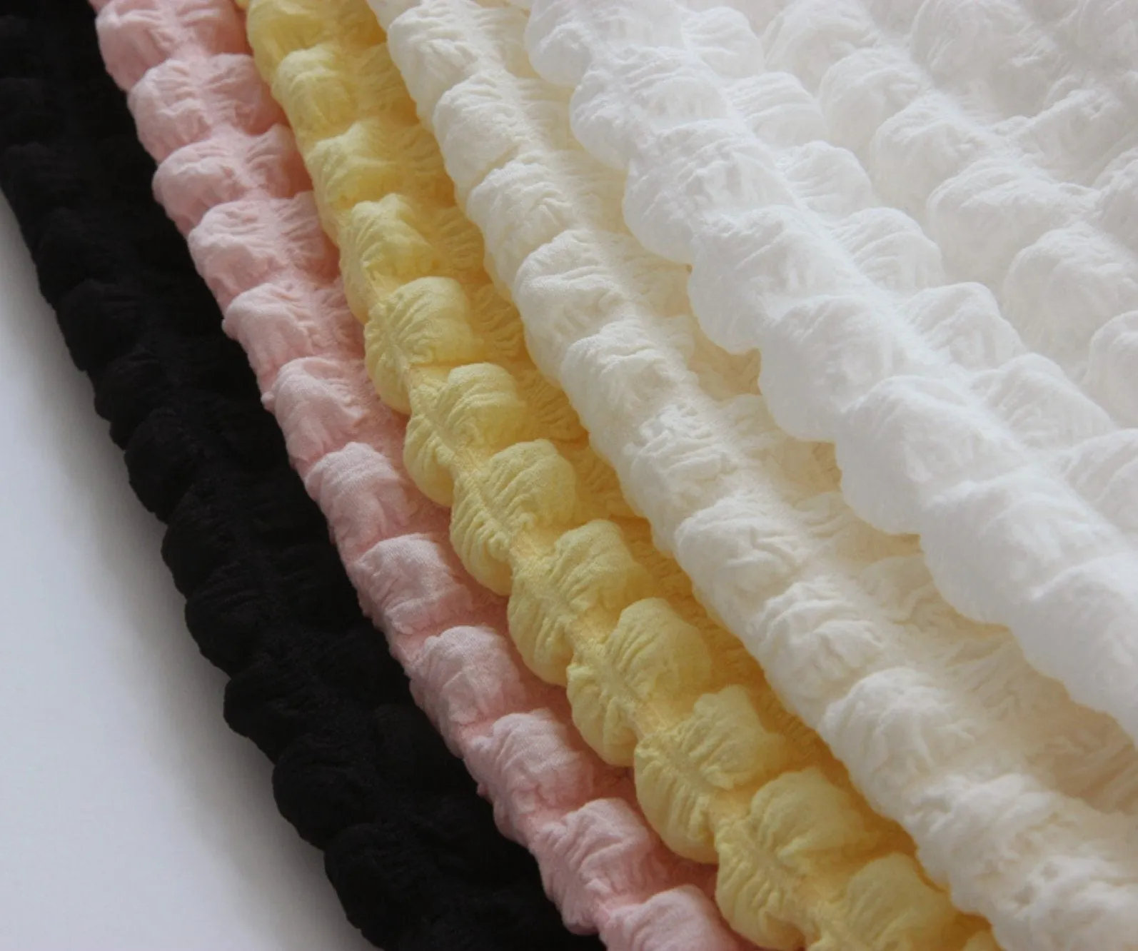 Fluffy Popcorn Waffle Stretchy Shirred Poly Fabric - In 5 Colors - Quality Korean Fabric By the Yard / 55590
