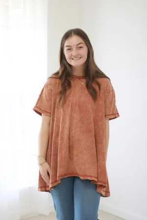 Free & Easy Mineral Wash Top in Rust
