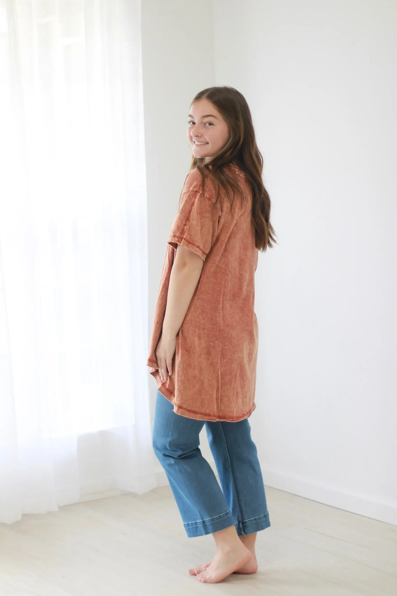 Free & Easy Mineral Wash Top in Rust