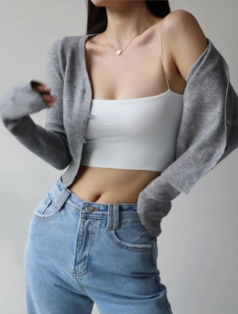 French soft and thin V-neck knitted cardigan