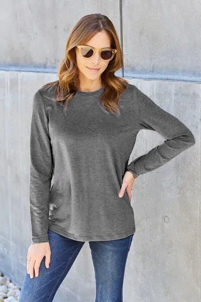 Frida Basic Bae Full Size Round Neck Long Sleeve Top