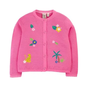 Frugi Maia Cardigan Oq2pi Pink Jungle