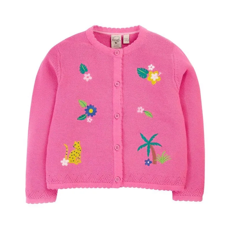 Frugi Maia Cardigan Oq2pi Pink Jungle