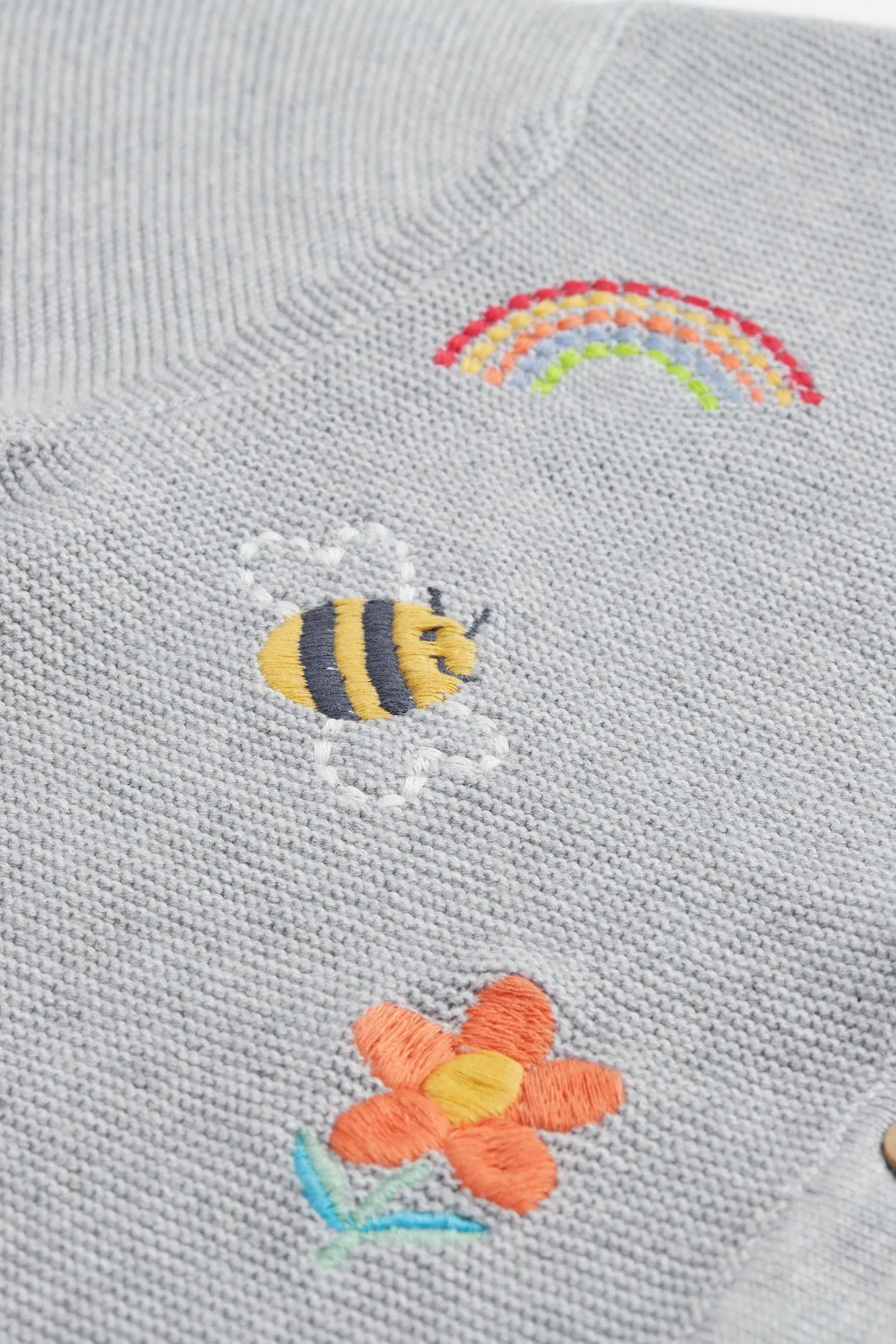 Frugi Maia Infant Cardigan Grey Marl Flowers