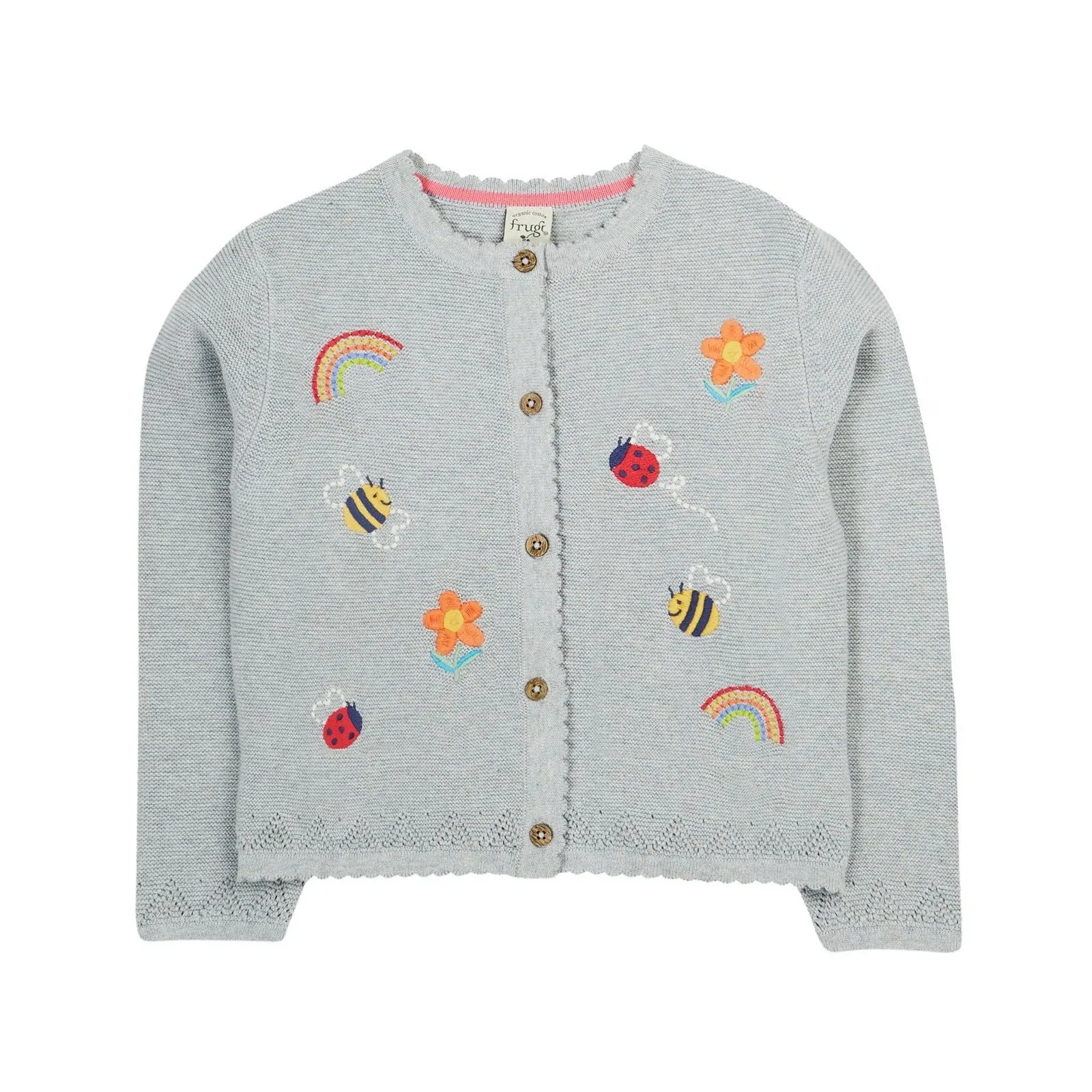 Frugi Maia Infant Cardigan Grey Marl Flowers
