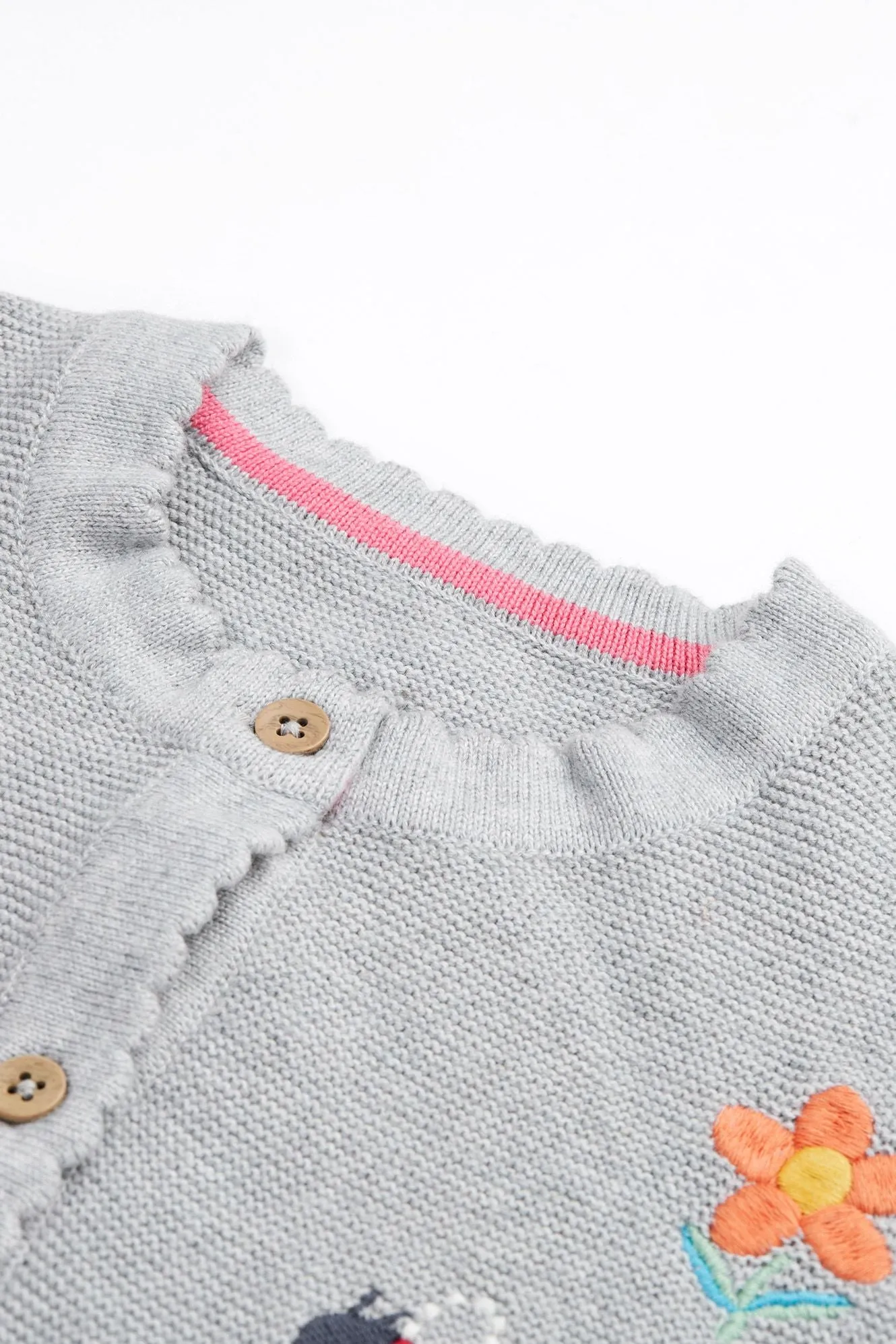 Frugi Maia Infant Cardigan Grey Marl Flowers