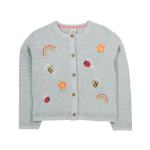 Frugi Maia Infant Cardigan Grey Marl Flowers