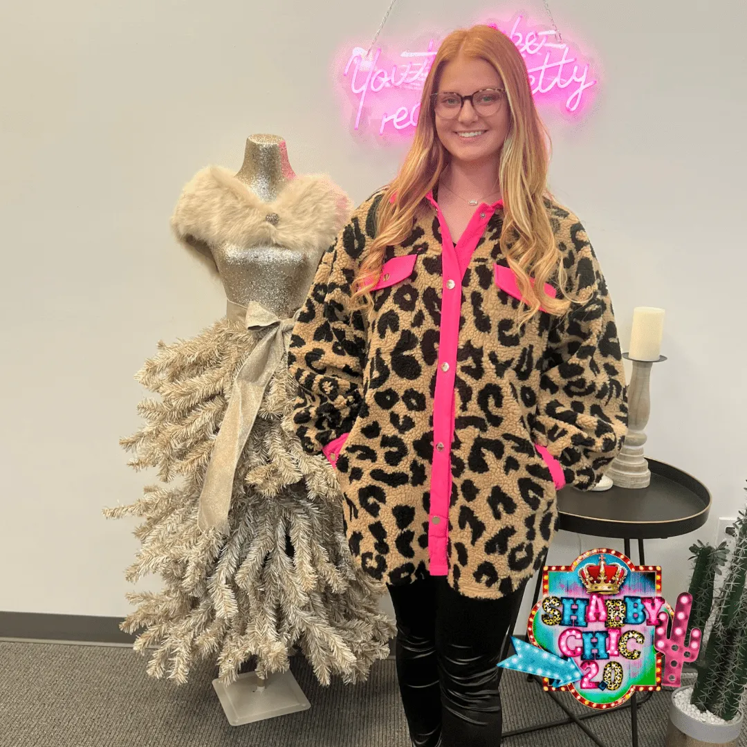 Furry Faux Leopard Jacket