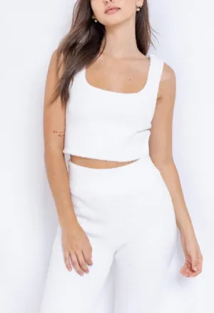 Fuzzy Sleeveless U Neck Crop Top
