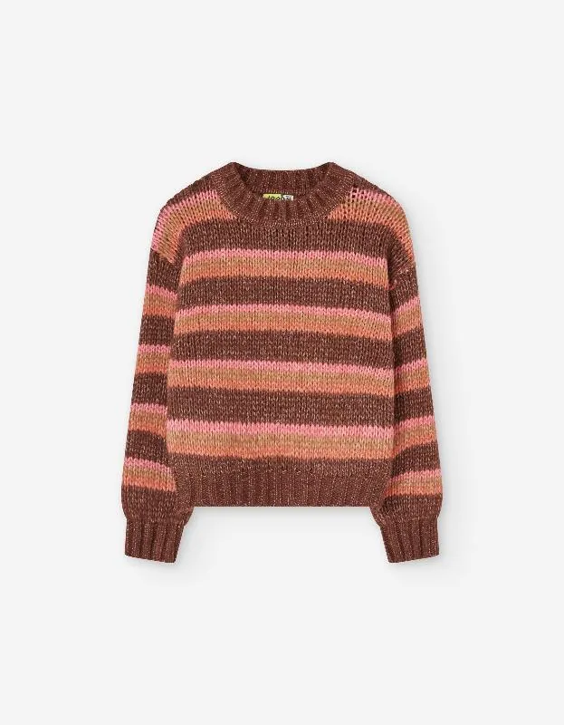 Girls Brown/Pink Stripe Sweater