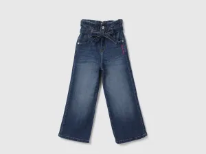 Girls Solid Wide Leg Jeans