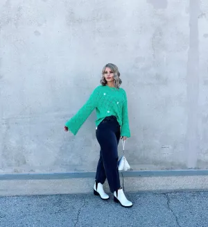 Green Floral Sweater