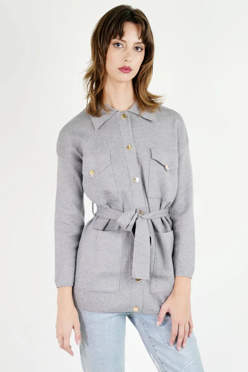 Grey Military Cardigan