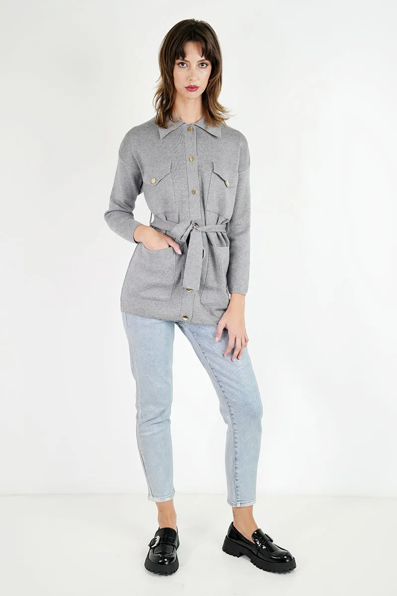 Grey Military Cardigan