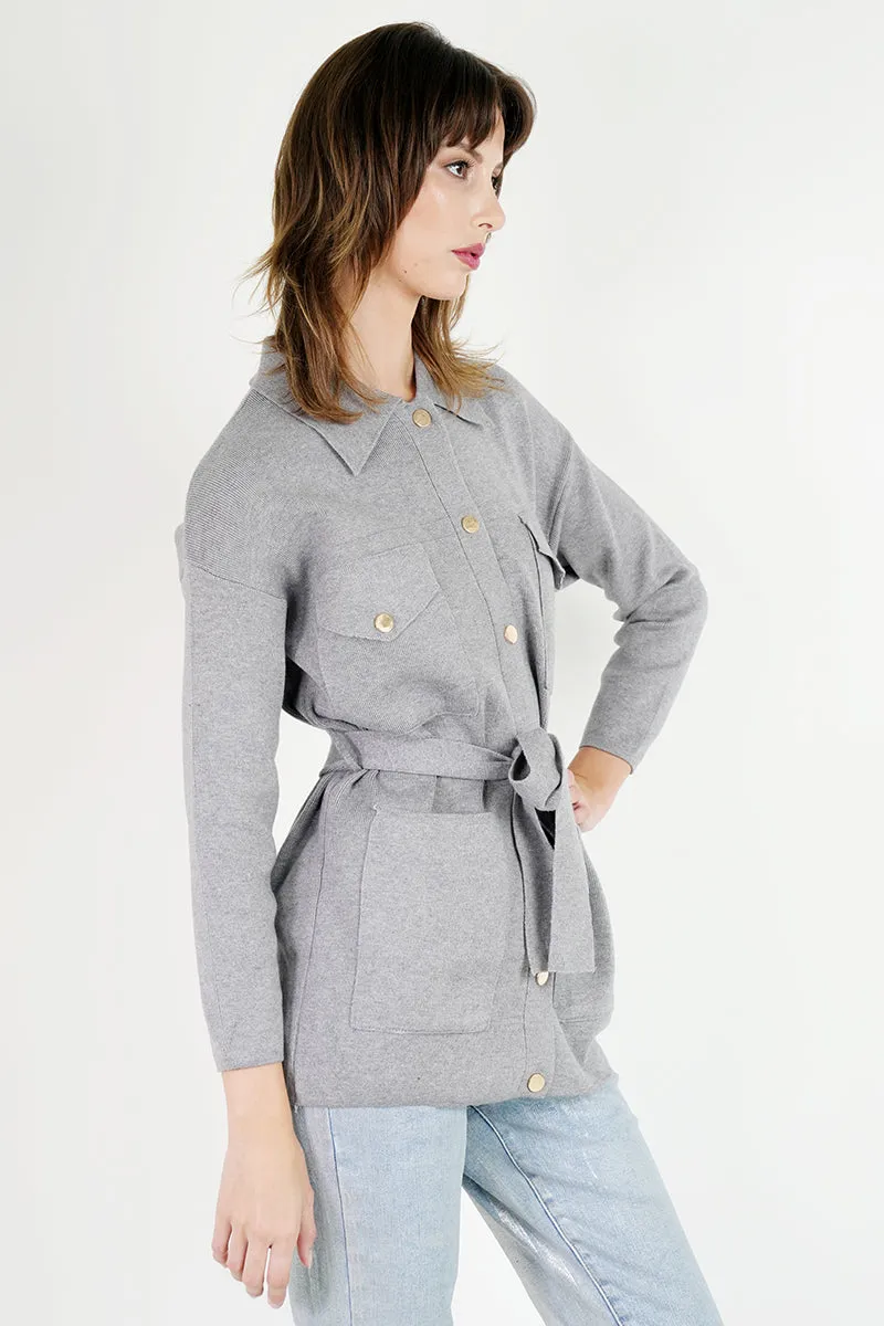Grey Military Cardigan