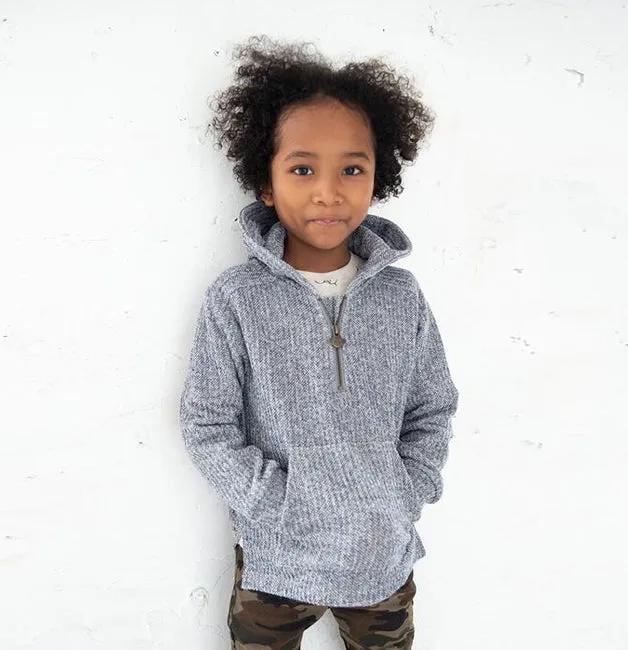 HALF ZIP HOODIE - NAVY CREAM