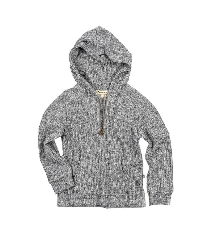HALF ZIP HOODIE - NAVY CREAM