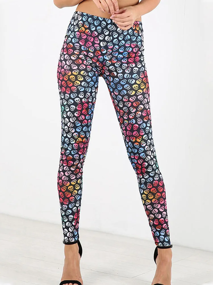 Halloween Pumpkin Lamp Print Slim Body Warm Leggings