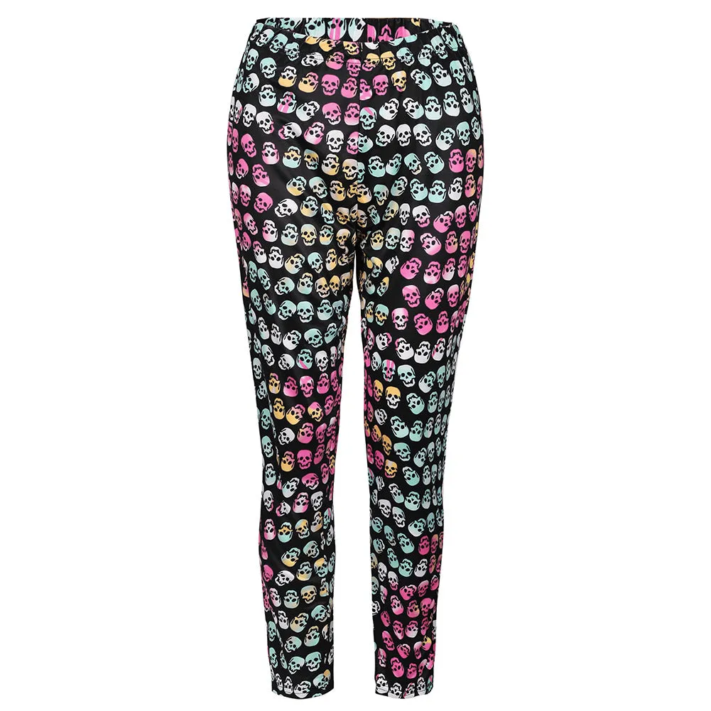 Halloween Pumpkin Lamp Print Slim Body Warm Leggings