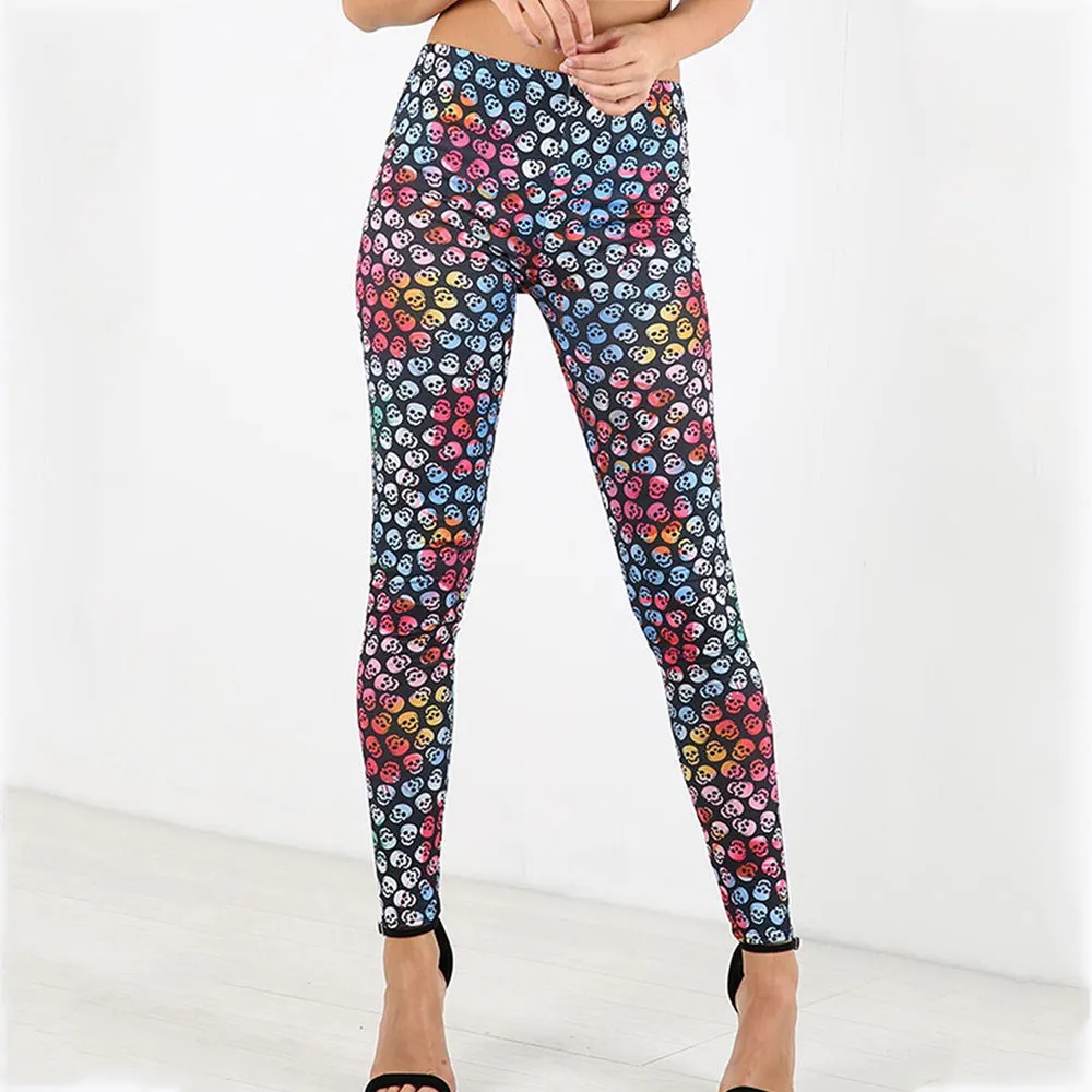 Halloween Pumpkin Lamp Print Slim Body Warm Leggings