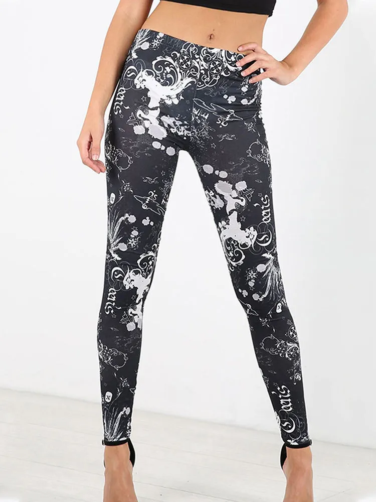 Halloween Pumpkin Lamp Print Slim Body Warm Leggings