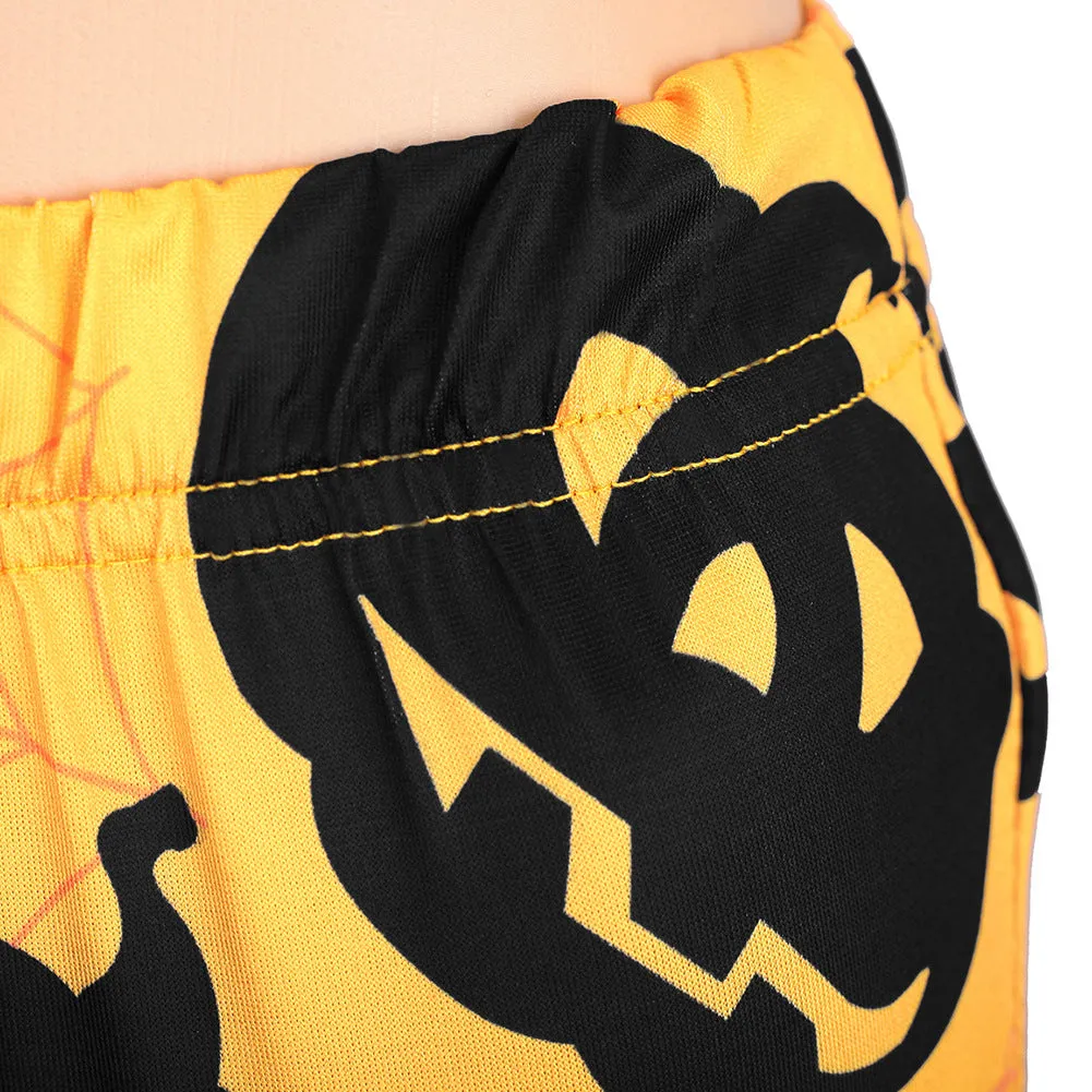 Halloween Pumpkin Lamp Print Slim Body Warm Leggings