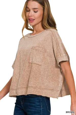 HALO SNOW WASHED OVERSIZED CROP BOX TEE