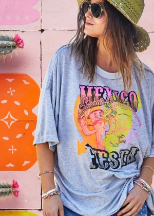Hammill & Co - Mexican Fiesta Oversized Tee - Grey Marle