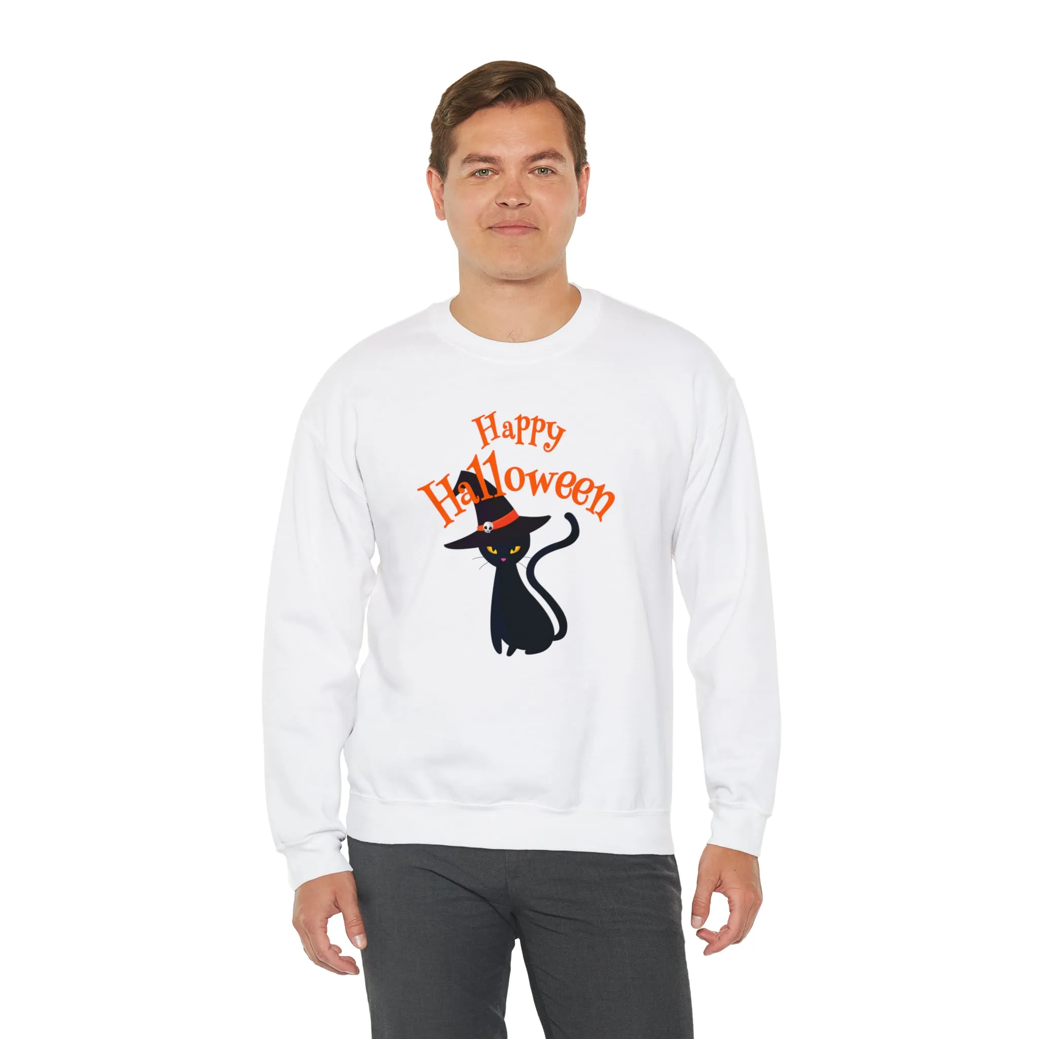 Happy Halloween Black Cat Sweatshirt, Scary Cat Sweatshirt , Funny Halloween Sweatshirt, Unisex Funny Season Shirt