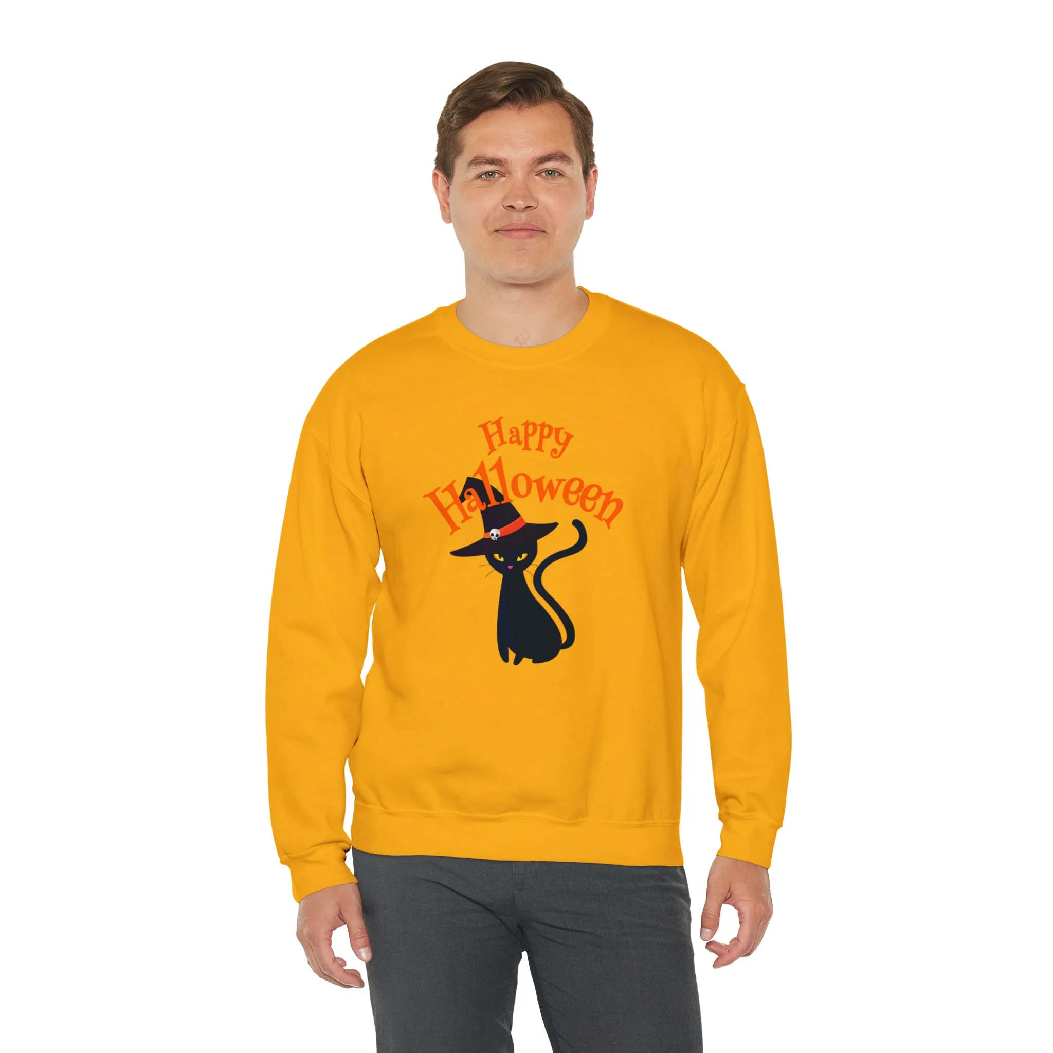 Happy Halloween Black Cat Sweatshirt, Scary Cat Sweatshirt , Funny Halloween Sweatshirt, Unisex Funny Season Shirt
