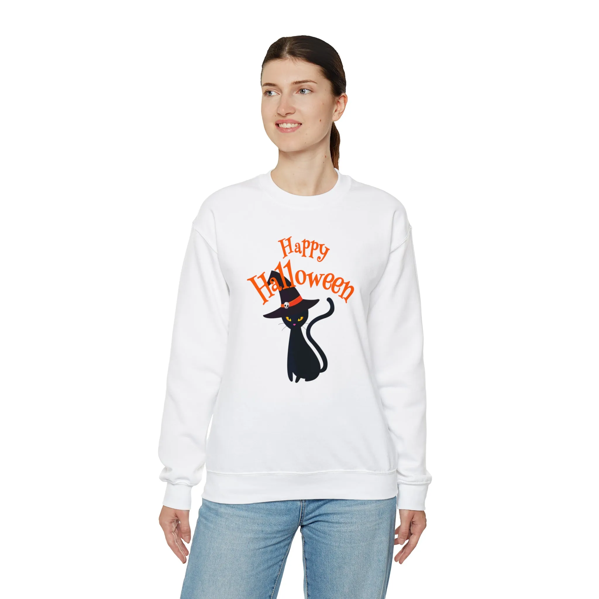 Happy Halloween Black Cat Sweatshirt, Scary Cat Sweatshirt , Funny Halloween Sweatshirt, Unisex Funny Season Shirt