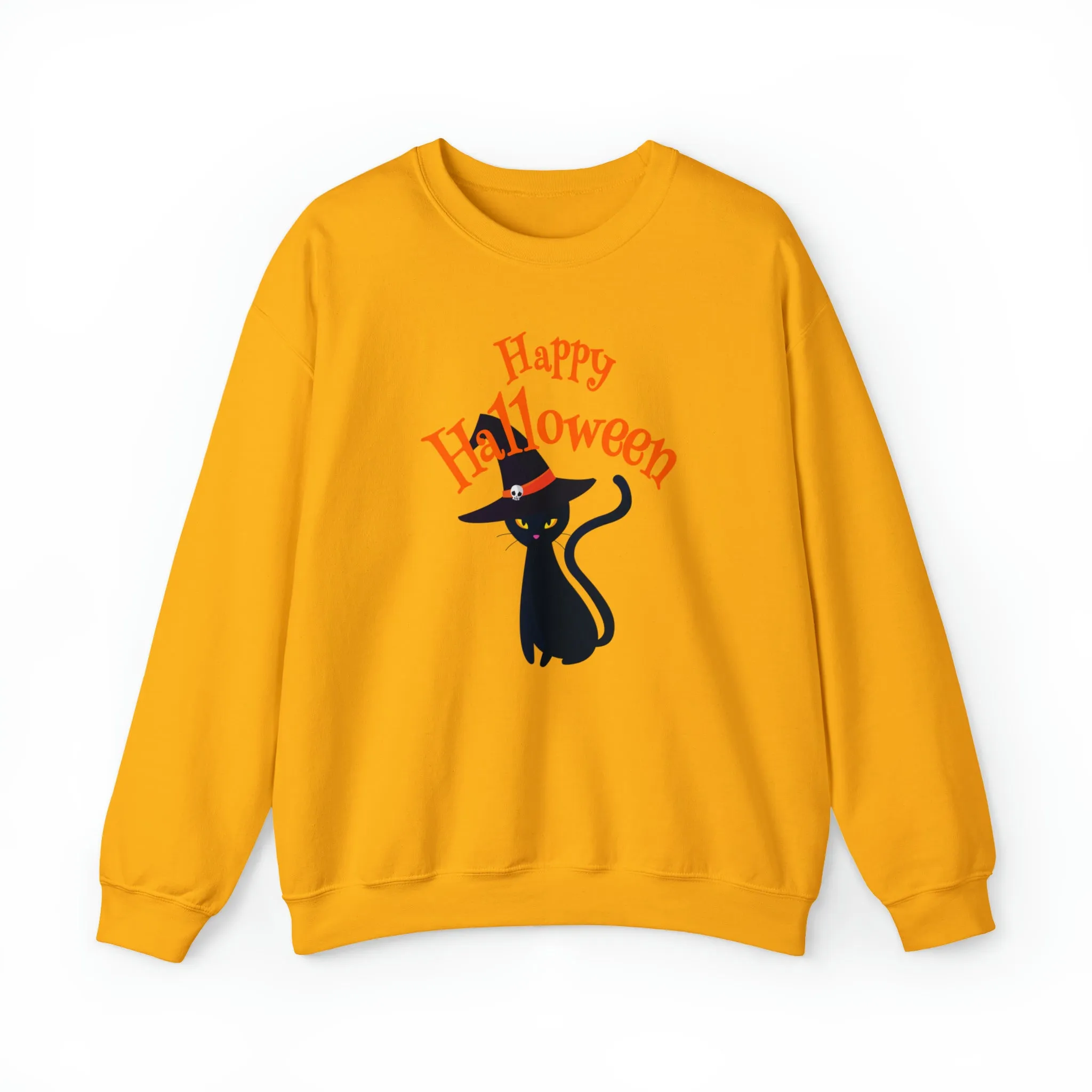 Happy Halloween Black Cat Sweatshirt, Scary Cat Sweatshirt , Funny Halloween Sweatshirt, Unisex Funny Season Shirt