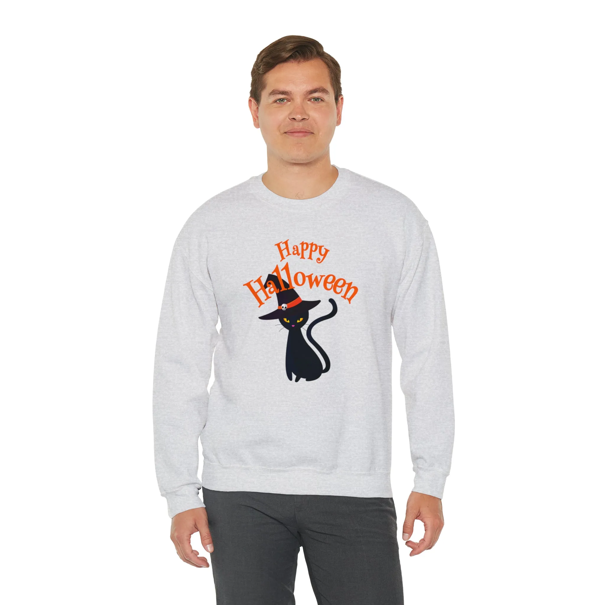 Happy Halloween Black Cat Sweatshirt, Scary Cat Sweatshirt , Funny Halloween Sweatshirt, Unisex Funny Season Shirt