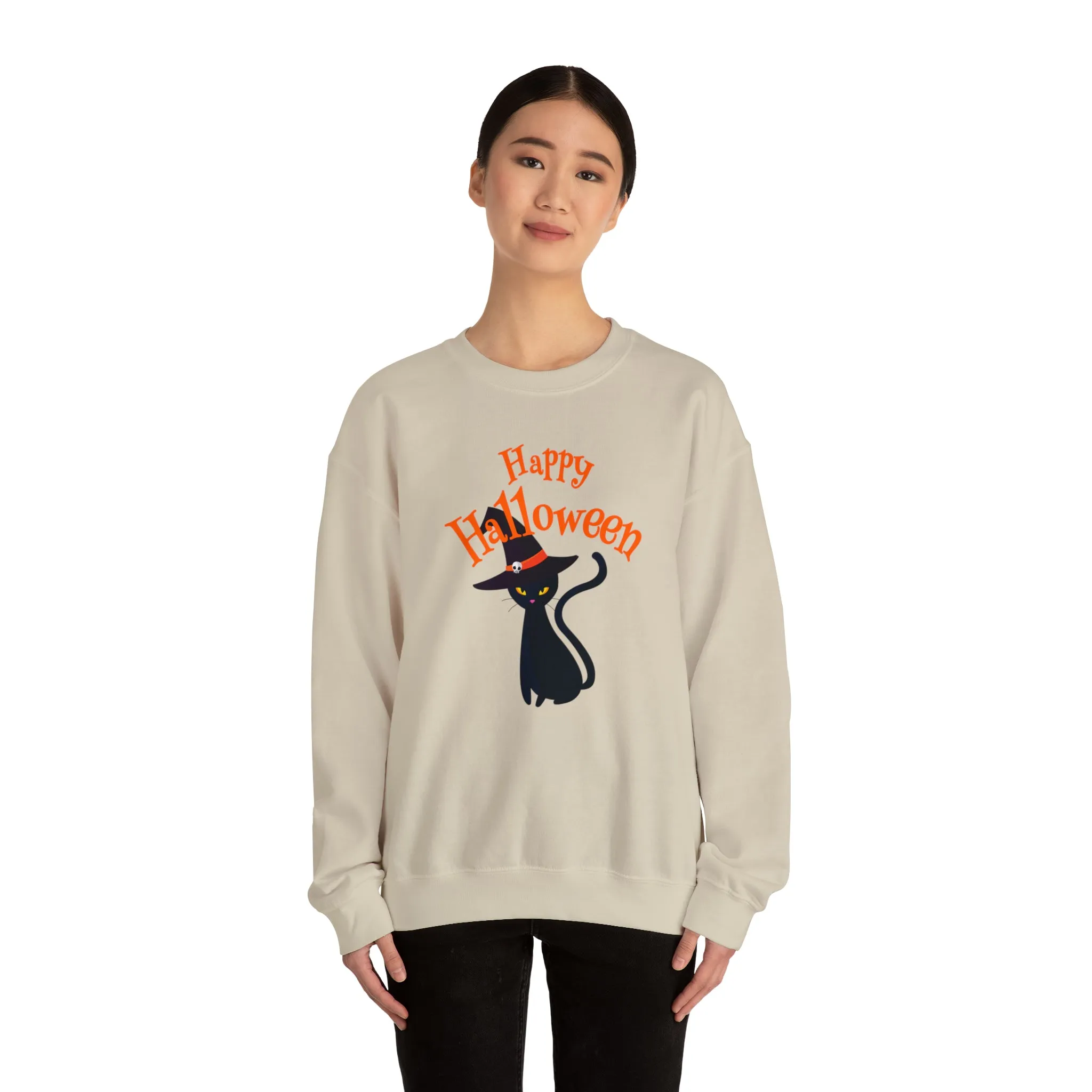 Happy Halloween Black Cat Sweatshirt, Scary Cat Sweatshirt , Funny Halloween Sweatshirt, Unisex Funny Season Shirt
