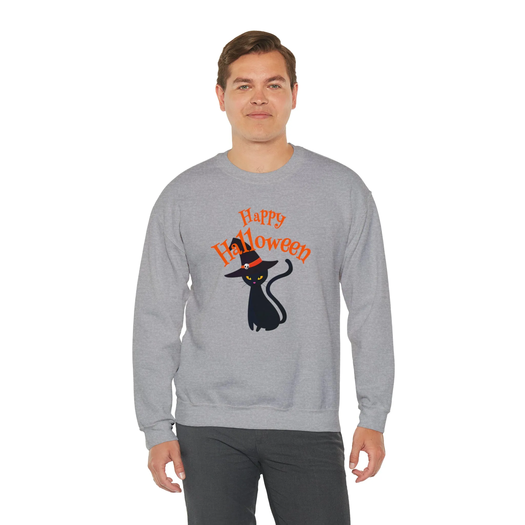 Happy Halloween Black Cat Sweatshirt, Scary Cat Sweatshirt , Funny Halloween Sweatshirt, Unisex Funny Season Shirt
